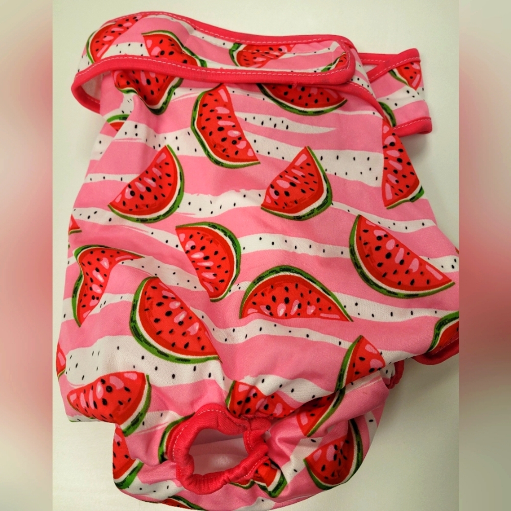 Watermelon Pink Striped Reusable Washable Dog Diapers L